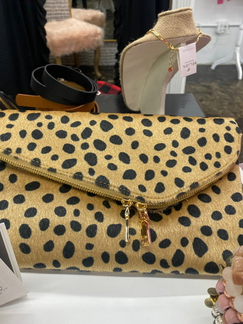 Clare V, Bags, Clare V Neon Leopard Foldover Clutch With Shoulder Strap
