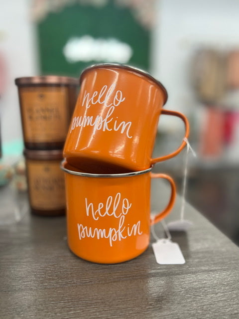 Hello Pumpkin Orange Campfire Coffee Mug