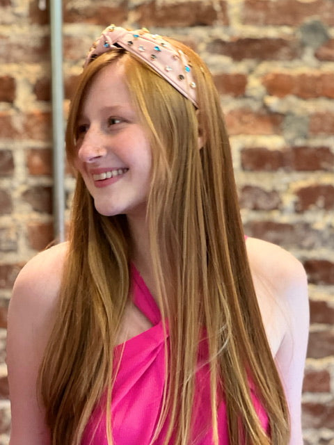 Anna Rhinestone Headband - Pink-Hair Accessories-Kate & Kris