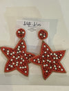 Beaded Star Earrings July 4th -Red-Kate & Kris