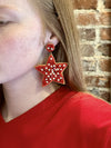 Beaded Star Earrings July 4th -Red-Kate & Kris
