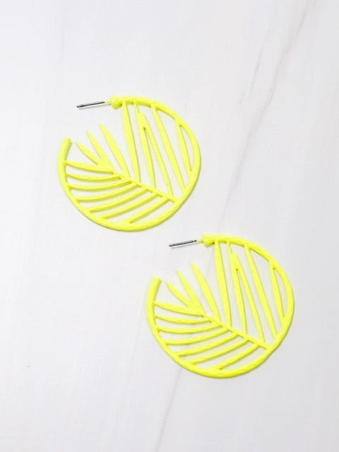 Bonita Cutout Hoop earrings - Neon Yellow-Jewelry-Kate & Kris