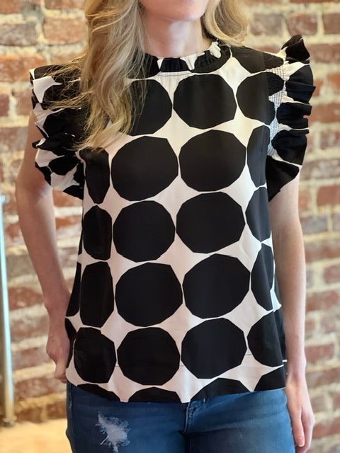 Meet Me for Brunch Polka Dot Top - Black-Kate & Kris