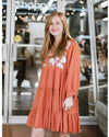 Autumn Embroidered Tiered Dress - Light Rust-Dresses-Kate & Kris