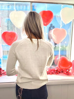 Big Heart Cable Knit Sweater - Red-Kate & Kris