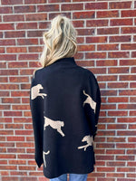 Cheetah Print Long Sleeve Mock Neck Sweater - Black-Kate & Kris