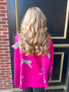Cheetah Print Long Sleeve Mock Neck Sweater - Pink-Kate & Kris