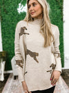 Cheetah Print Long Sleeve Mock Neck Sweater Top-Kate & Kris
