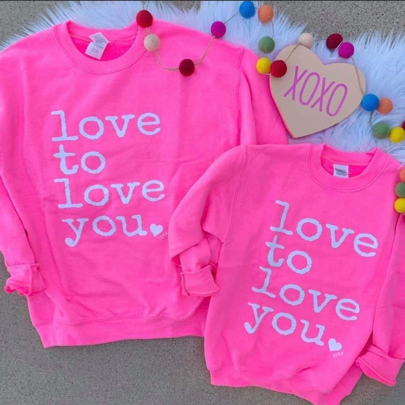 Children’s Pink Love to Love You Sweatshirt-sweatshirt-Kate & Kris