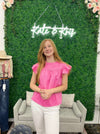 Cotton Candy Ruffle Blouse - Pink-Kate & Kris