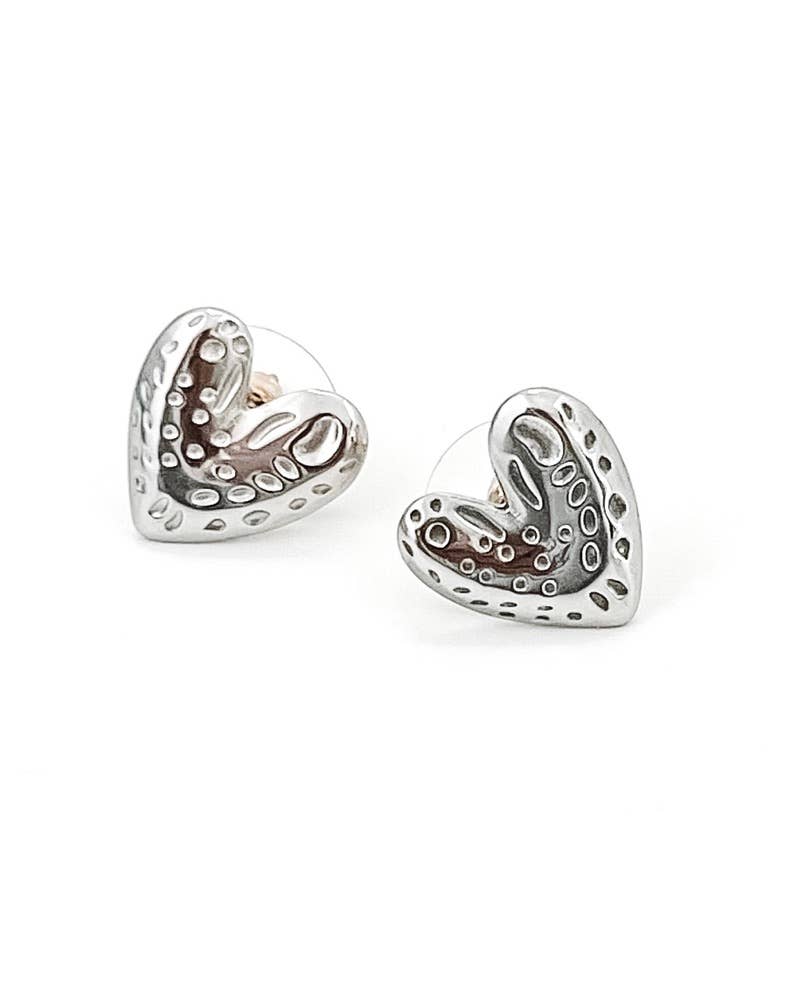 Elated Heart Stud Earrings-Apparel & Accessories-Kate & Kris