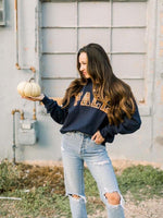 Fall Plaid Sweatshirt - Navy-sweatshirt-Kate & Kris