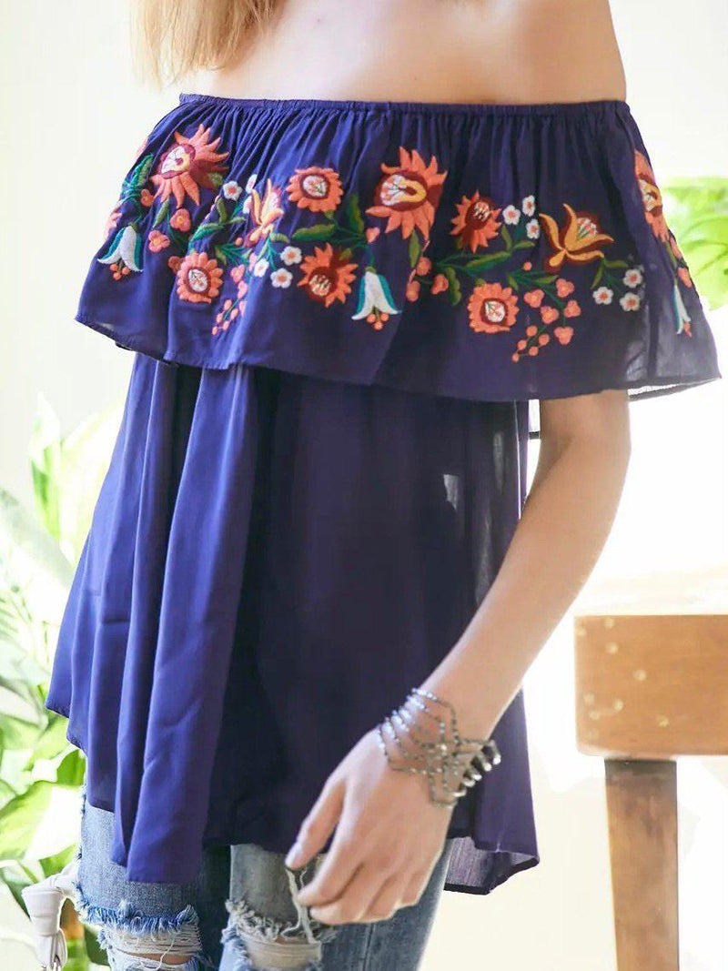 Floral Embroidered Blouse-tops-Kate & Kris