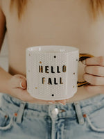 Hello Fall Gold, White Honeycomb Tile Coffee Mug-Kate & Kris
