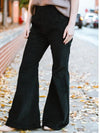 High Rise Corduroy Flare Pants - Black-Pants-Kate & Kris