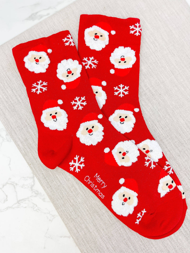 Holiday Crew Santa Socks-Apparel & Accessories-Kate & Kris