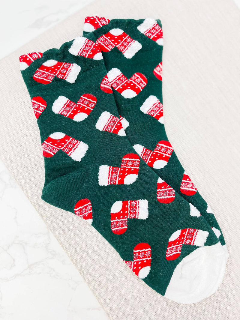 Holiday Crew Socks - Candy Cane-Apparel & Accessories-Kate & Kris
