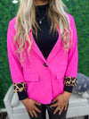 Hot pink leopard lined blazer-womens blazer-Kate & Kris
