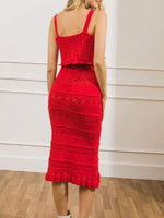 Jackie Red Knit Crochet Midi Dress-Dressers-Kate & Kris