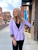 Lavender Leopard Lined Blazer-womens blazer-Kate & Kris