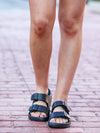 Lex Double Strap Slide on Sandal - Black-Shoes-Kate & Kris