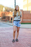 Light Wash Mid Rise Denim Shorts-bottoms-Kate & Kris
