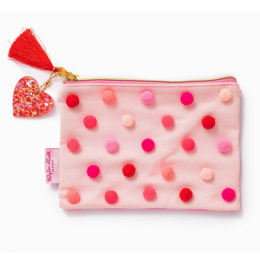 Pink Pom Zipper Pouch-Apparel & Accessories-Kate & Kris
