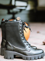 Renley Black Combat Boots-Kate & Kris