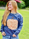 Spotted Pumpkin Sweatshirt Heather Navy-Kate & Kris