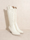 THE SAMARA EMBROIDERED TALL BOOT -WHITE-cowgirl boots-Kate & Kris