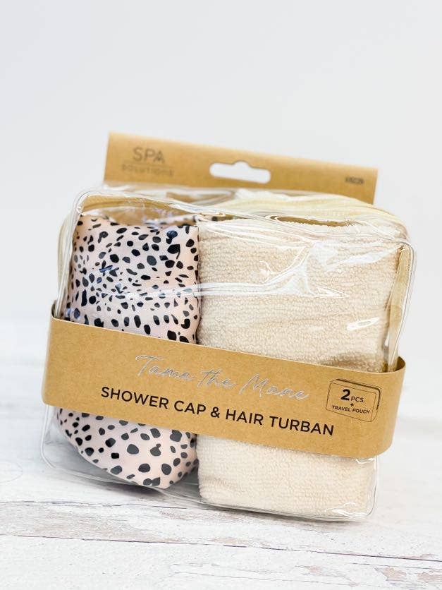 Tame the Mane Shower Hair Set - Cheetah-Apparel & Accessories-Kate & Kris