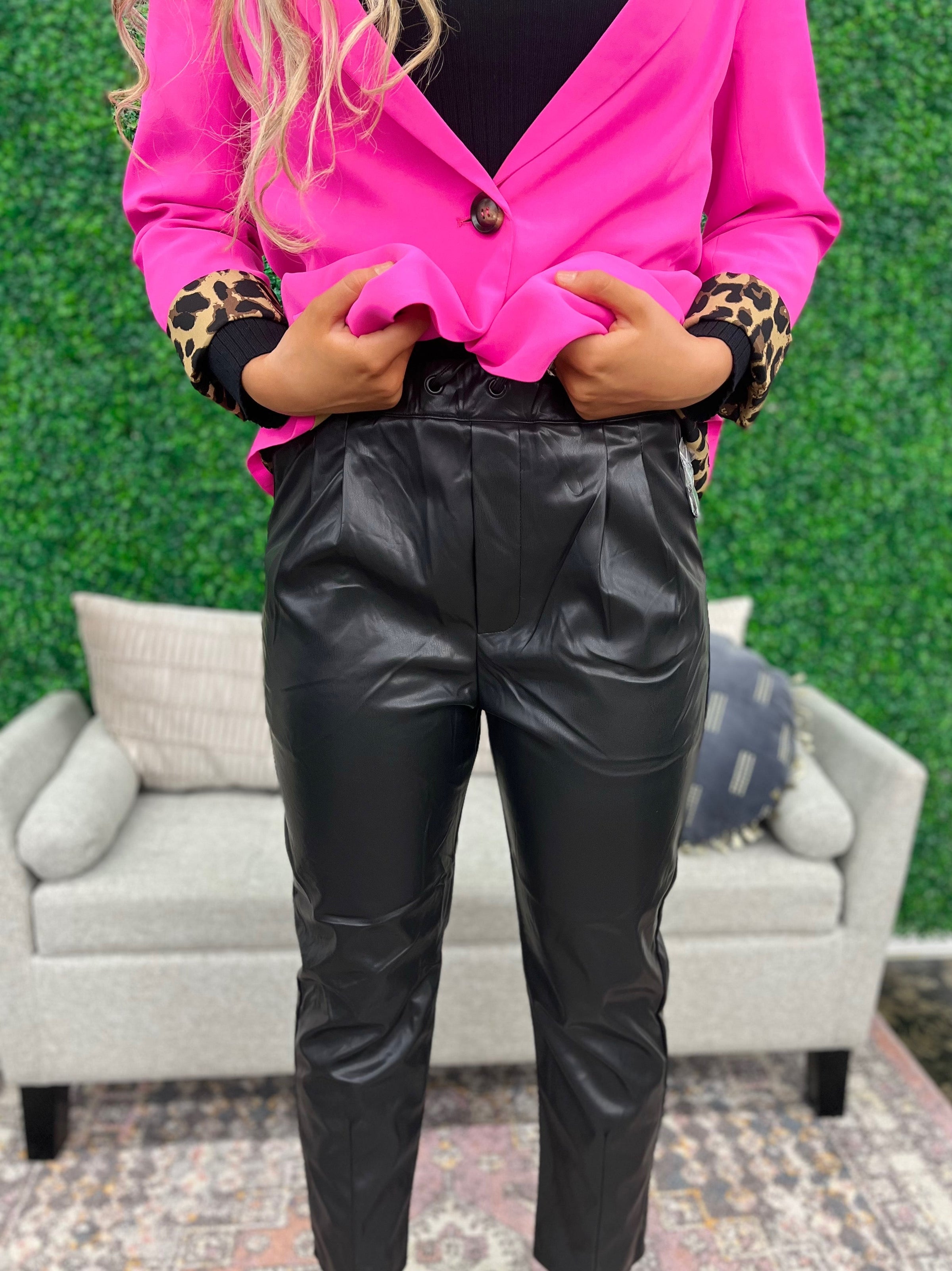 Paige DeSorbo's Pink Leather Pants